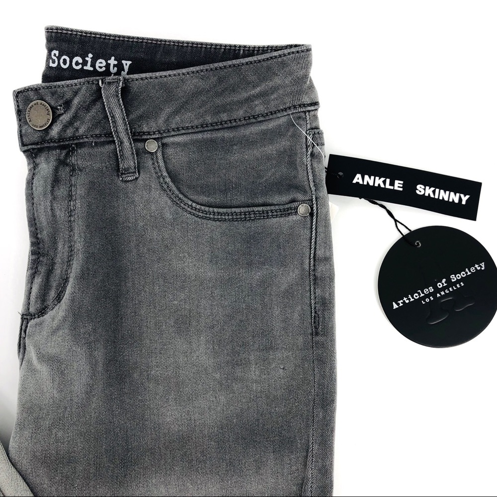 NWT Articles of Society Gray Skinny Ankle Jeans Size 27 Waist Rise 9" - Picture 3 of 8